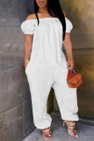 Red Casual Solid Patchwork Off the Shoulder Harlan Jumpsuits
