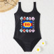 Black Fashion Sexy Print Letter Swimwears