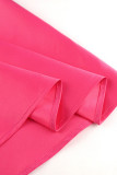 Pink Celebrities Solid Patchwork With Bow O Neck A Line Dresses