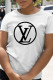 White Fashion Casual Print Letter O Neck T-Shirts
