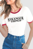 Red Casual Print Patchwork O Neck T-Shirts
