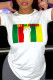 White Fashion Vintage Print Patchwork Letter O Neck T-Shirts
