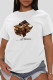 White Fashion Street Print Patchwork Letter O Neck T-Shirts