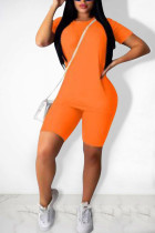 Orange Fashion Sexy Solid Two Piece Suits pencil Short Sleeve Two Pieces