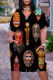 Black Casual Street Print Patchwork V Neck Straight Dresses