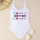 White Fashion Sexy Print Letter Swimwears