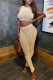Apricot Sexy Casual Solid Patchwork O Neck Sleeveless Two Pieces