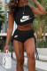 Black Fashion Casual Print Letter O Neck Sleeveless Two Pieces
