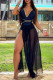 Black Fashion Sexy Solid Patchwork Slit Swimwears