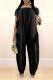 Black Casual Solid Patchwork Off the Shoulder Harlan Jumpsuits
