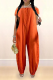 Orange Casual Solid Patchwork Off the Shoulder Harlan Jumpsuits