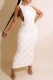 White Fashion Casual Print Letter O Neck One Step Skirt Dresses