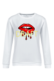 Yellow Fashion Casual Lips Printed Patchwork O Neck Tops