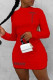 Red Fashion Sexy Print Backless O Neck One Step Skirt Dresses
