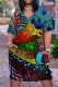Colour Casual Street Print Patchwork V Neck Straight Dresses