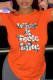 Orange Fashion Casual Print Patchwork Letter O Neck T-Shirts