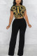 Black Fashion Casual Simplicity Print Frenulum Pullovers O Neck Tops