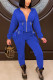 Blue Casual Solid Tassel Split Joint Hooded Collar Long Sleeve Two Pieces