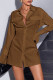 Brown Fashion Casual Solid Patchwork Turndown Collar Shirt Dress Dresses