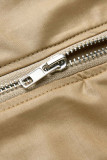 Fluorescent Green Sexy Solid Split Joint Pocket Asymmetrical Zipper U Neck Sleeveless Two Pieces