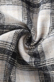 Multicolor Casual Street Plaid Print Patchwork Buckle Turndown Collar Tops
