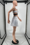 Pink Sportswear Solid Patchwork U Neck Sleeveless Two Pieces