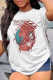 White Pink Fashion Casual Print Basic O Neck T-Shirts