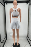 Pink Sportswear Solid Patchwork U Neck Sleeveless Two Pieces