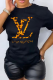 Black Fashion Casual Print Patchwork O Neck T-Shirts