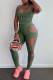 Ink Green Sexy Casual Solid Hollowed Out U Neck Sleeveless Two Pieces