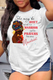 White Red Fashion Casual Print Basic O Neck T-Shirts
