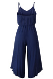 Pink Fashion Street Solid Frenulum Spaghetti Strap Loose Jumpsuits