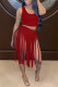 Red Fashion Sexy Solid Tassel Patchwork O Neck Sleeveless Two Pieces