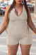 Apricot Fashion Casual Solid Basic Zipper Collar Skinny Romper