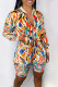 Yellow Fashion Casual Print Basic Zipper Collar Long Sleeve Two Pieces