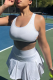 White Sportswear Solid Patchwork U Neck Sleeveless Two Pieces
