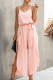 Pink Fashion Street Solid Frenulum Spaghetti Strap Loose Jumpsuits