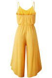 Pink Fashion Street Solid Frenulum Spaghetti Strap Loose Jumpsuits