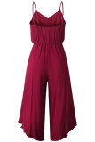 Pink Fashion Street Solid Frenulum Spaghetti Strap Loose Jumpsuits
