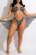 Black Sexy Print Patchwork Swimwears