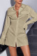 Beige Fashion Casual Solid Patchwork Turndown Collar Shirt Dress Dresses