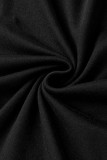 Black Casual Solid Tassel Split Joint Plus Size