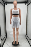Pink Sportswear Solid Patchwork U Neck Sleeveless Two Pieces