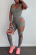 Grey Sexy Casual Solid Hollowed Out U Neck Sleeveless Two Pieces