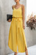 Yellow Fashion Street Solid Frenulum Spaghetti Strap Loose Jumpsuits
