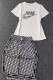 White Fashion Casual Print Patchwork O Neck Short Sleeve Two Pieces