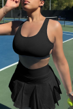 Pink Sportswear Solid Patchwork U Neck Sleeveless Two Pieces