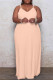 Apricot Sexy Casual Plus Size Solid Backless Spaghetti Strap Long Dress