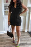 Pink Casual Solid Patchwork Pocket Buckle V Neck One Step Skirt Dresses