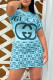 Light Green Fashion Casual Print Letter O Neck One Step Skirt Dresses